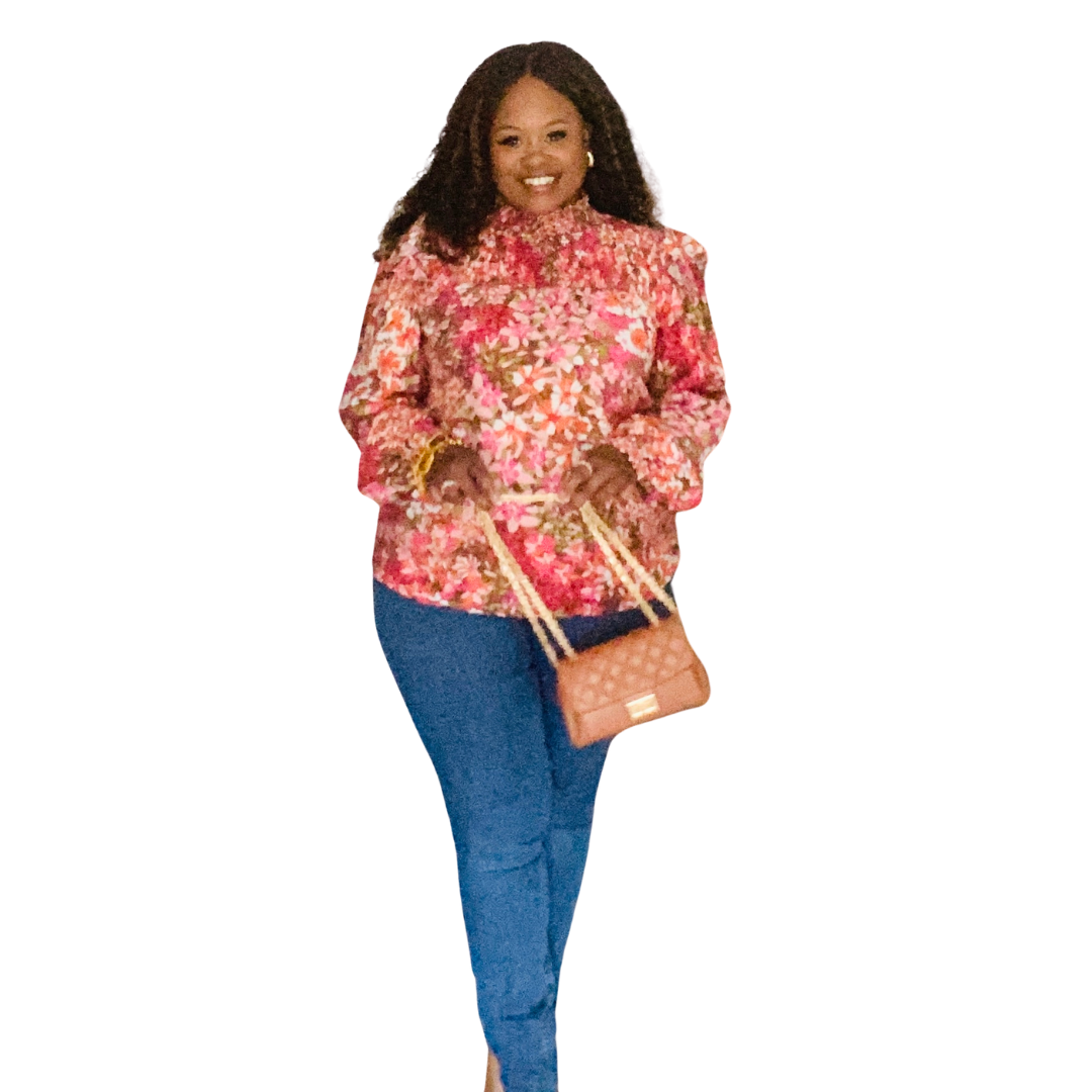 Floral Mock Neck Blouse