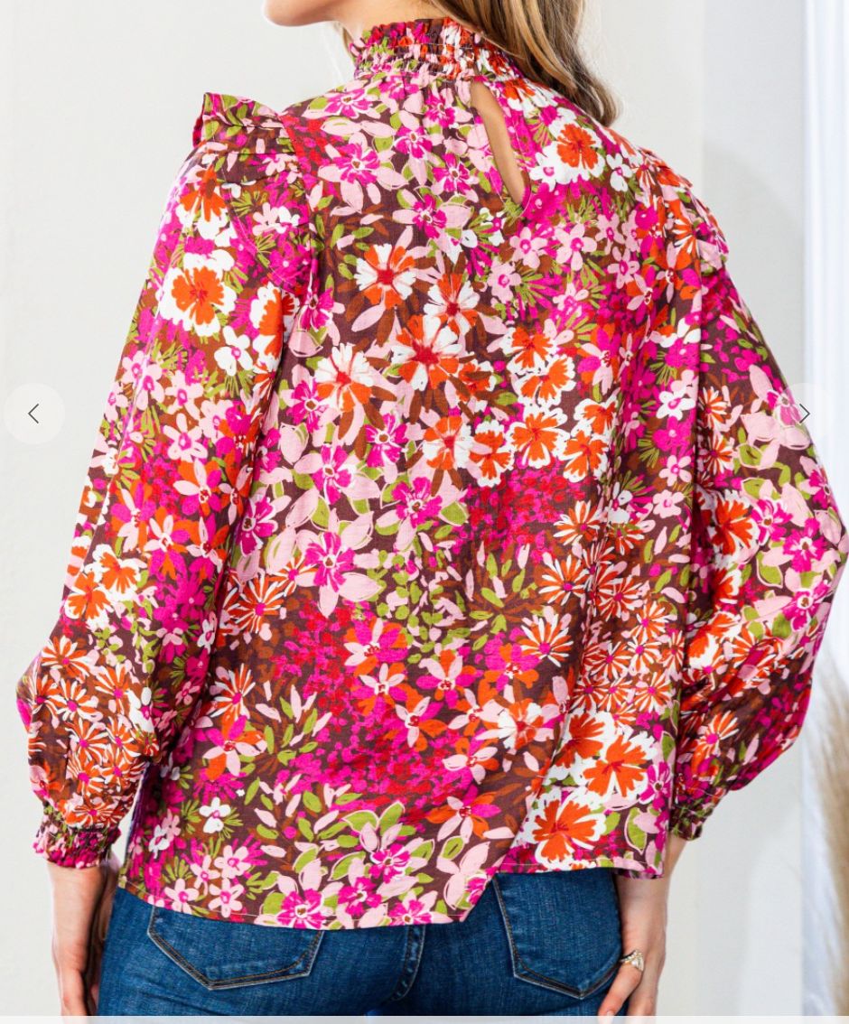 Floral Mock Neck Blouse