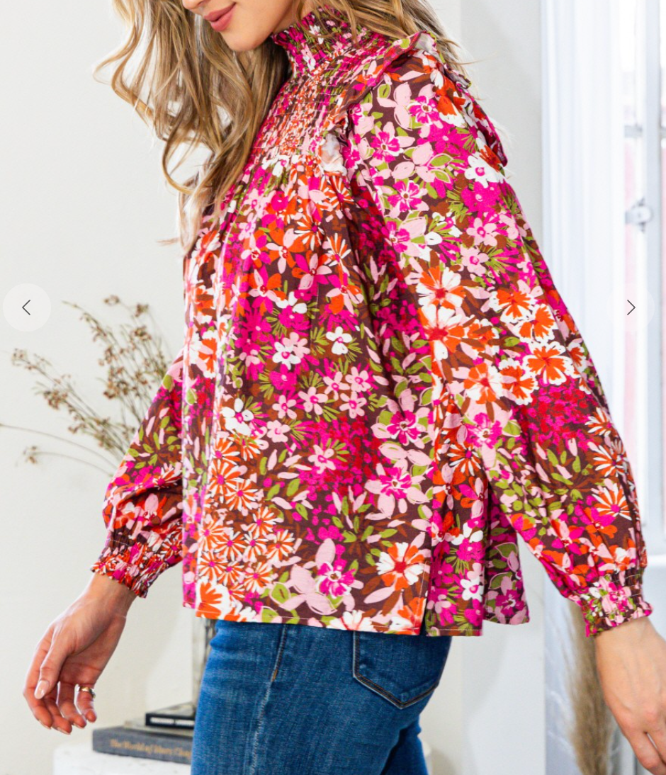 Floral Mock Neck Blouse
