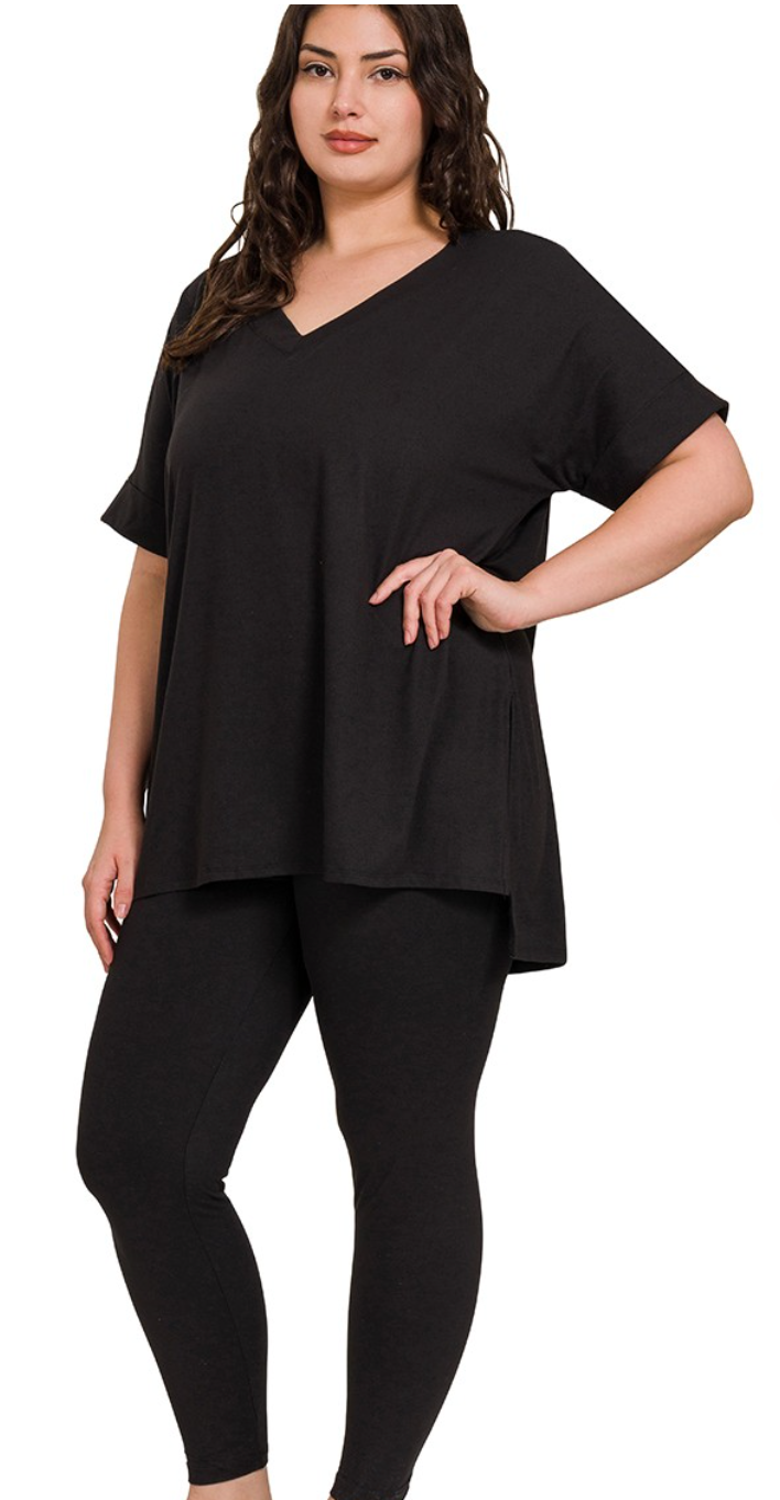 Leisure Pant-Short Sleeved-V-Neck (4 colors)