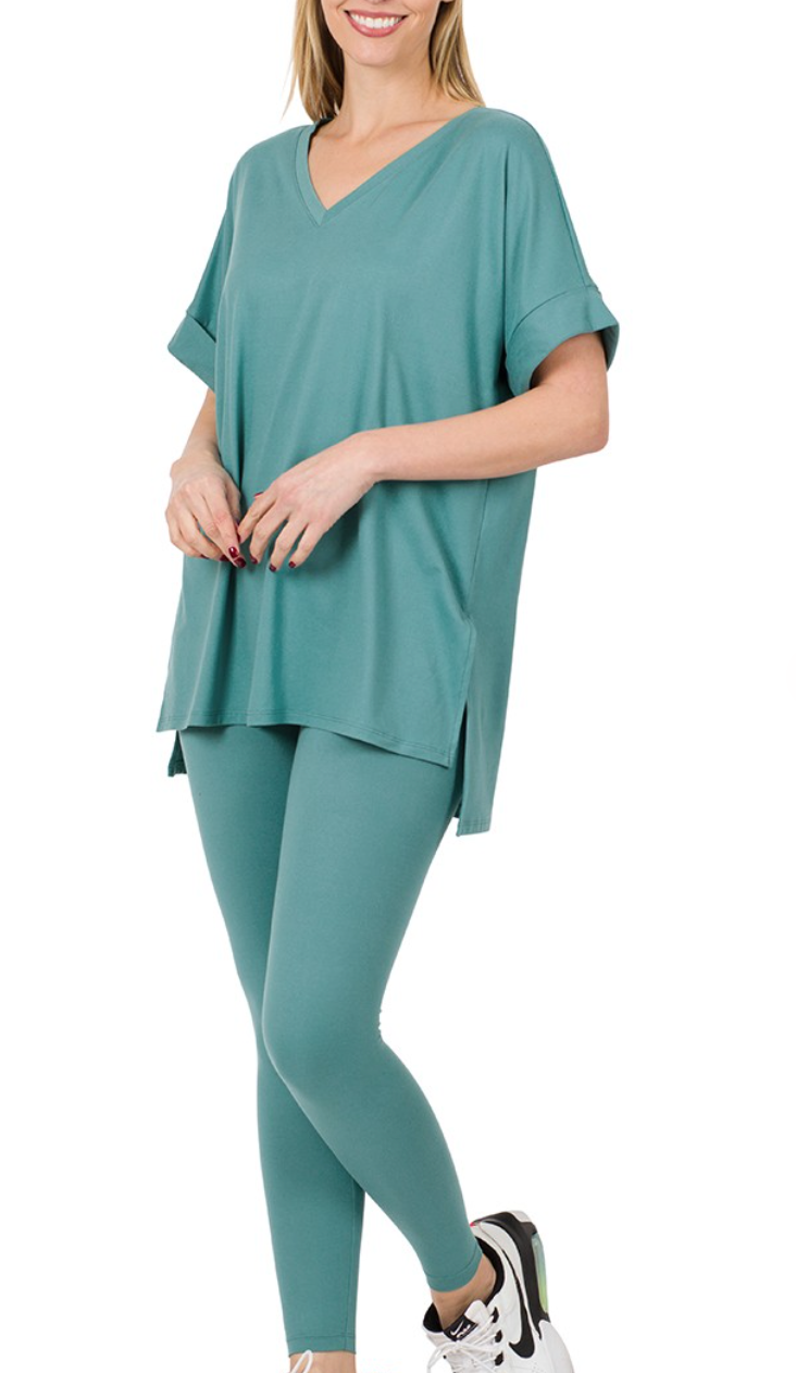 Leisure Pant-Short Sleeved-V-Neck (4 colors)