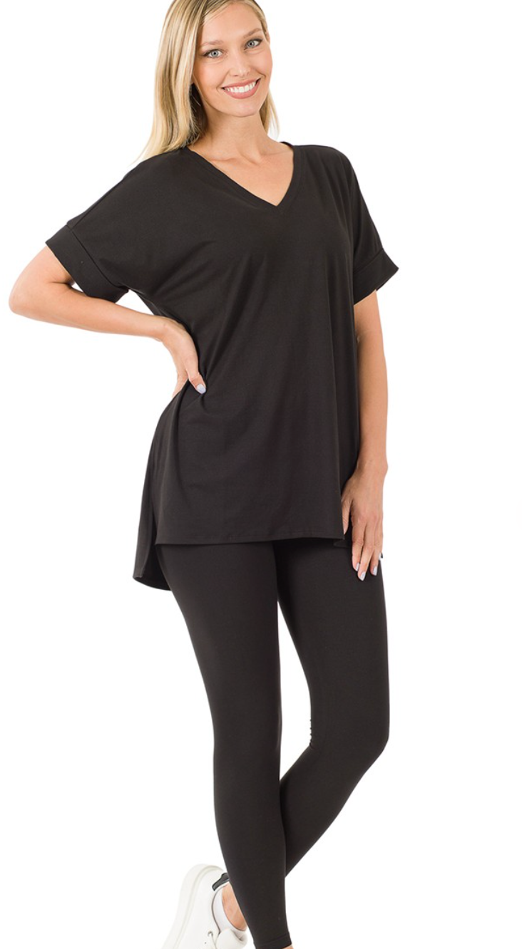 Leisure Pant-Short Sleeved-V-Neck (4 colors)