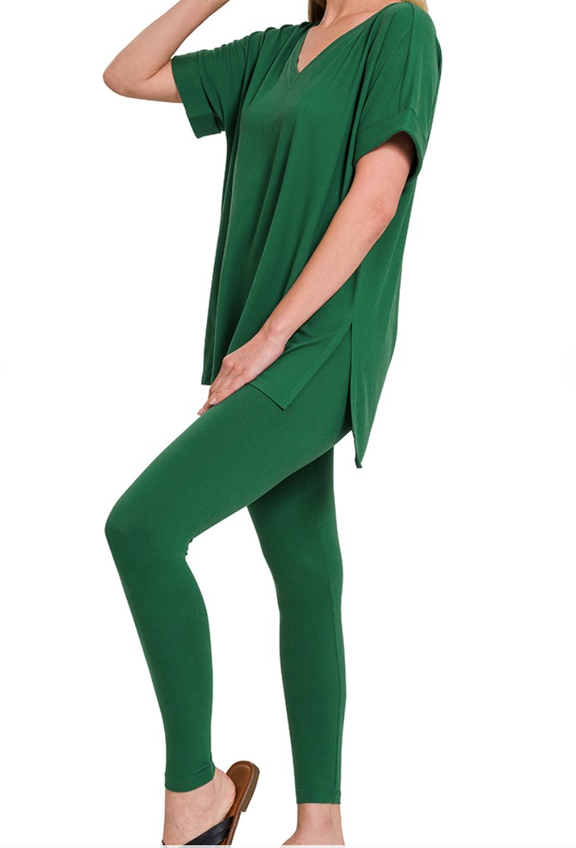 Leisure Pant-Short Sleeved-V-Neck (4 colors)