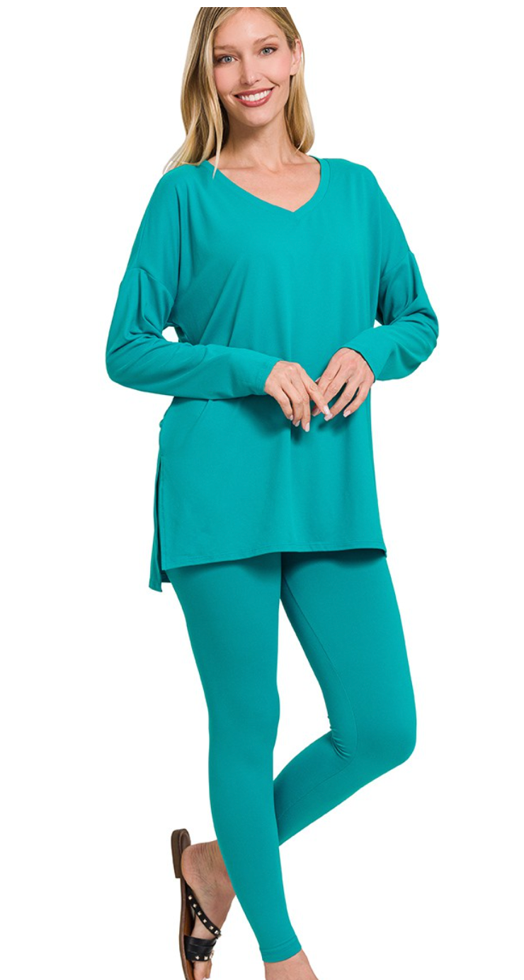 Leisure Pant Set-V Neck