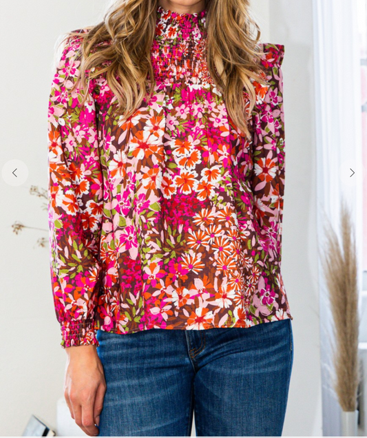 Floral Mock Neck Blouse