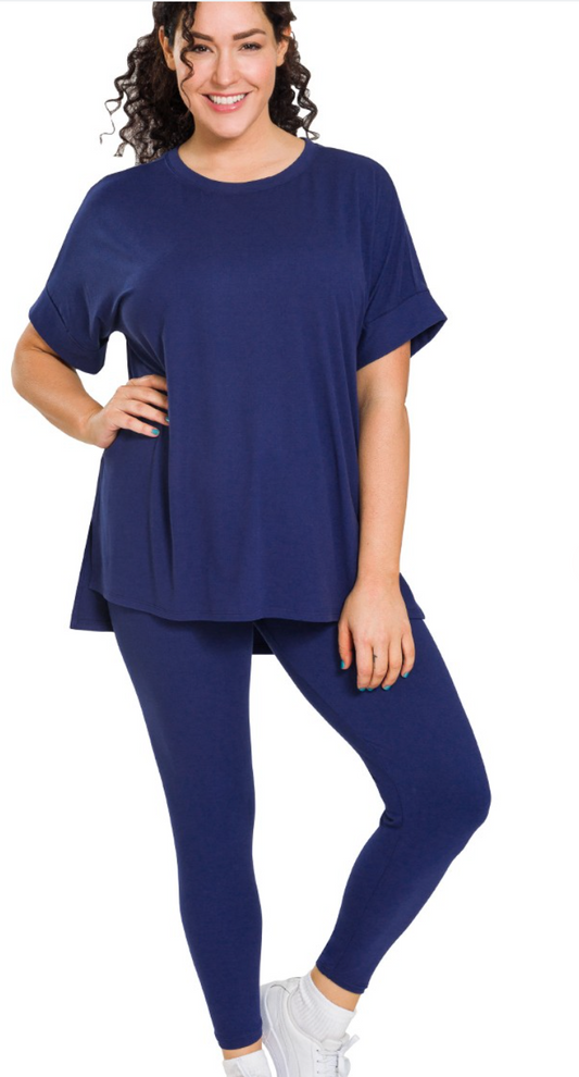 Leisure Pant-Short Sleeved-Round neck