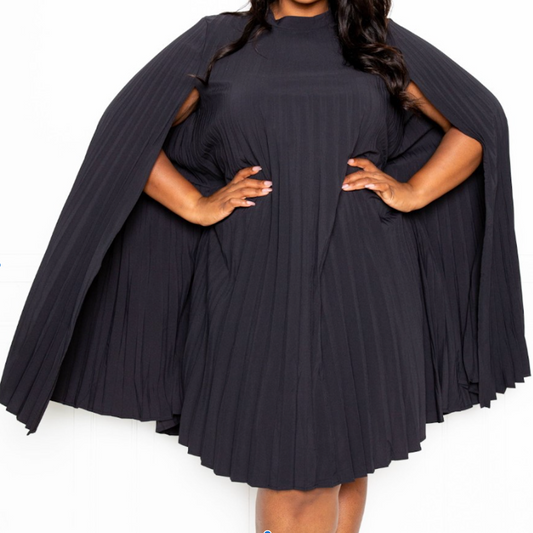 Pleated Cape Dress